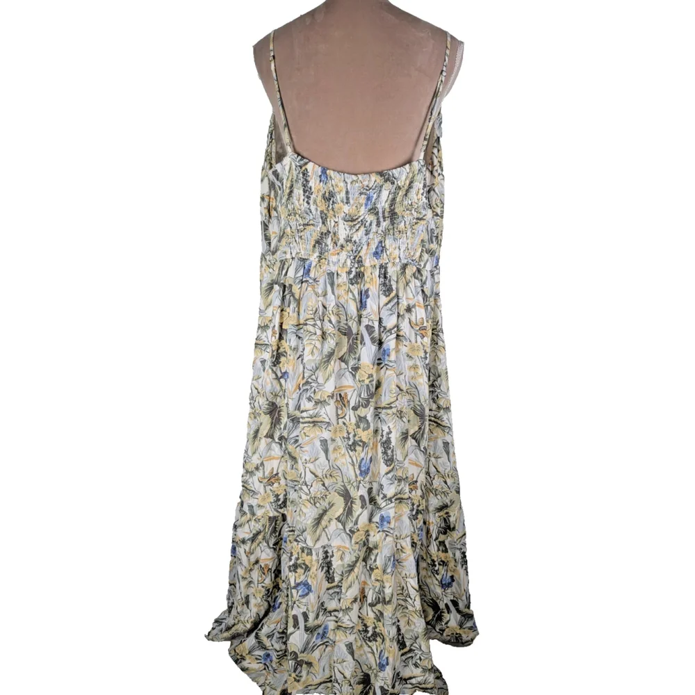 Abercrombie & Fitch Gabriella Linen Maxi Dress XXLP Floral Butterfly Cottagecore - Picture 4 of 13